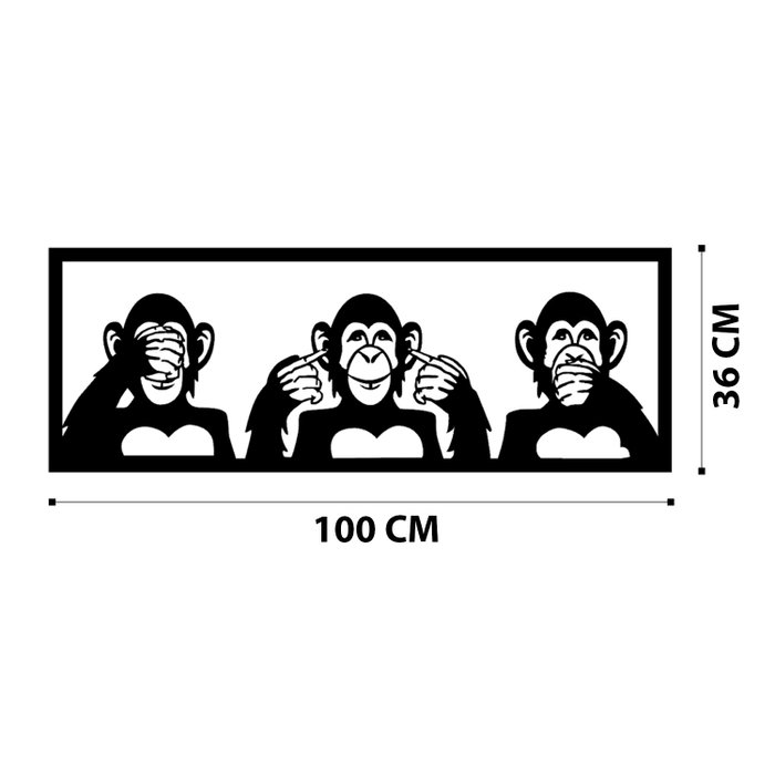 Wallity Three Monkeys-L Negro Wallity Three Monkeys-L Negro